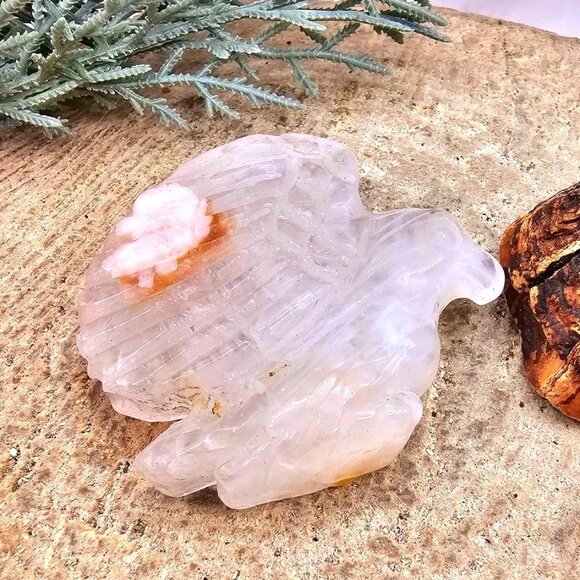 Nature Crystal Quartz Hand Carved Flying Eagle Decor - Picture 4 of 10